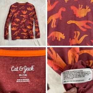 Cat & Jack Boys Shirt XL Long Sleeve Dinosaur Print 60% Cotton 40% Recycled Poly